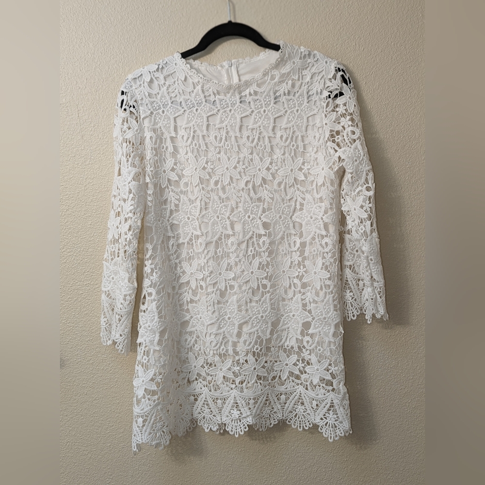 White Long Lace Top